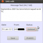 Urejanje posameznega SMS sporočila.