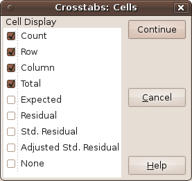 Setting crosstabs computations.