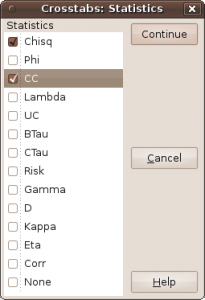 Crosstabs - statistics to be computed.