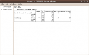 Output of nonparametric statistics test.