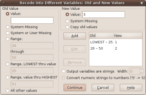 Recode - old and new values.