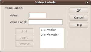 Setting value labels.