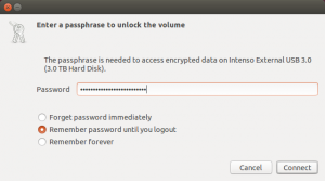 Priklop zunanjega šifriranega nosilca podatkov.