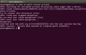 eCryptFS odklepanje je bilo uspešno.