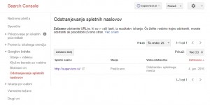 Odstranitev zahtevka za preklic indeksiranja.