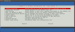Meni orodja raspi-config.