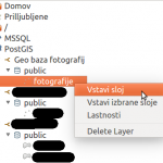 Vstavljanje PostGIS sloja.