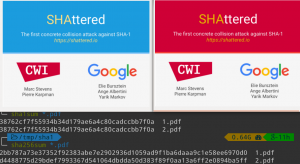 Dve različni PDF datoteki z enakim SHA-1 digitalnim prstnim odtisom.