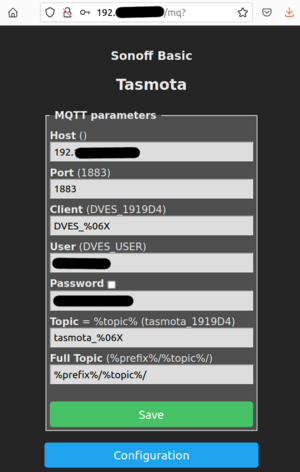 MQTT nastavitve